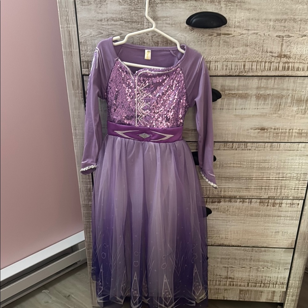 Purple Elsa Sequin Kids Costume Dress